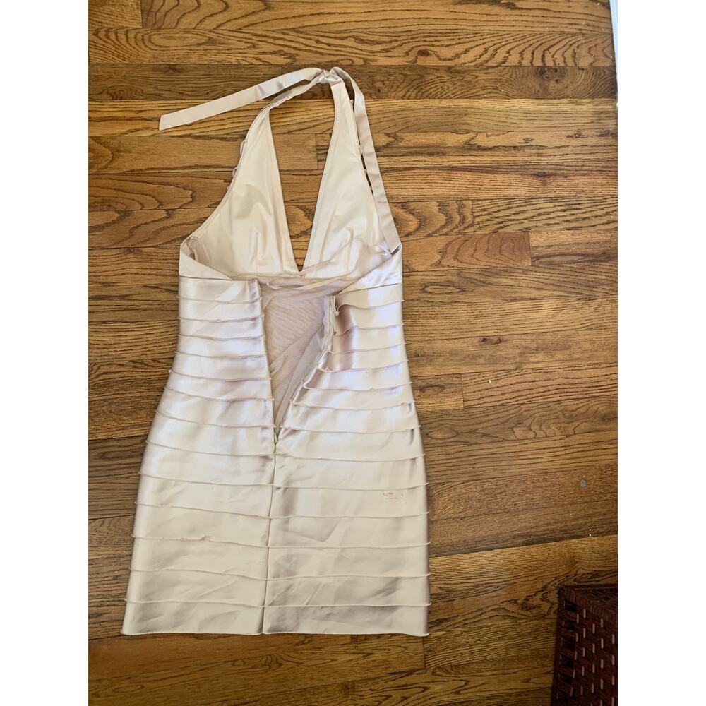 BCBG MaxAzria Gold Halter Dress XS 2